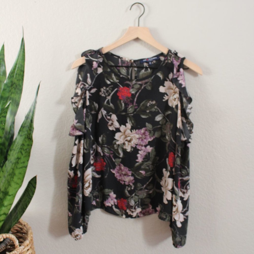 One Clothing Green Floral Top Open Shouder